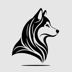 Obraz premium Dog head silhouette in modern black style