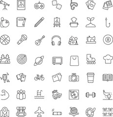 Icon set of restaurant cuisine menu dish meal beverage symbols . Editable stroke. Thin line icons illustrations.