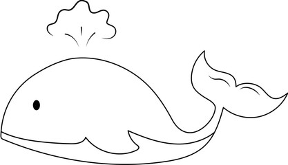 Whale outline coloring page illustration

