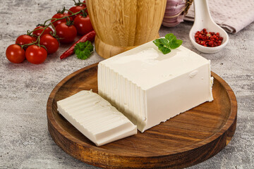Soft Feta cheese piece with cut