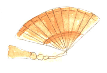 Fan, accessories, fashion. Watercolor illustration, hand drawn modern freehand new