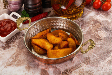 Fried rustic golden Idaho potato