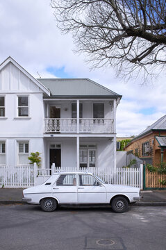 Two Story White House with Gabled Roof in Fitzroy, Melbourne