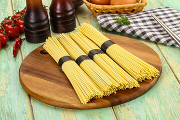 Raw dry uncooked egg noodles