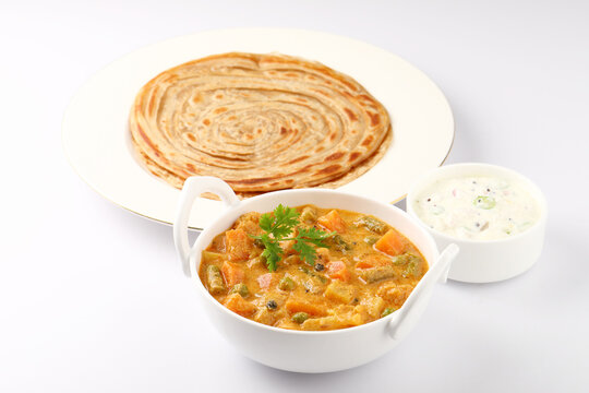 vegetable Kurma and paratha or malabar parotha 