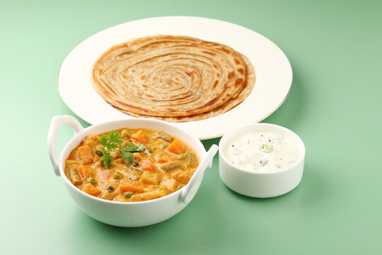 vegetable Kurma and paratha or malabar parotha 