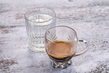Hot strong espresso shot coffee