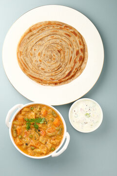 vegetable Kurma and paratha or malabar parotha 