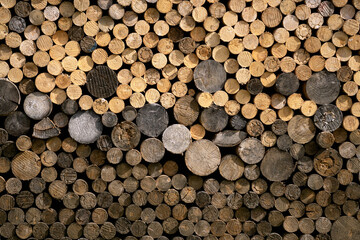 The firewood, neatly cut, stacked and prepared for winter.