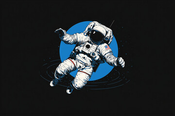 A cartoon astronaut floating in space