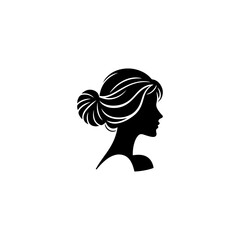 Minimalist Black and White Illustration of Woman Side-profile Silhouette
