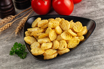 Crunchy croutons heap - roasted bread