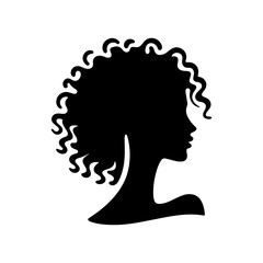 Minimalist Black and White Illustration of Woman Side-profile Silhouette