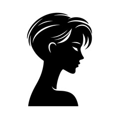 Minimalist Black and White Illustration of Woman Side-profile Silhouette