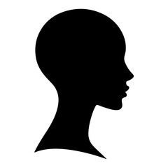Minimalist Black and White Illustration of Woman Side-profile Silhouette