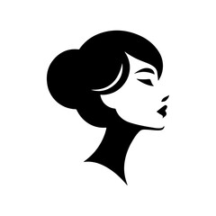 Minimalist Black and White Illustration of Woman Side-profile Silhouette