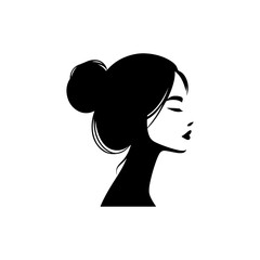 Minimalist Black and White Illustration of Woman Side-profile Silhouette