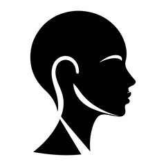 Minimalist Black and White Illustration of Woman Side-profile Silhouette