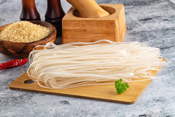 Raw dry pho noodles for cooking