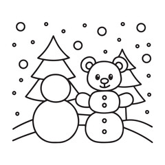 Cozy bear coloring book, cozy bear coloring pages, black  & white, line art, victor illustration, bold & easy coloring pages, coloring book, coloring pages, christmas, halloween, animals, bear art