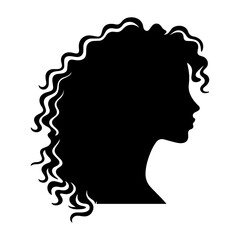 Minimalist Black and White Illustration of Woman Side-profile Silhouette