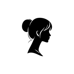 Minimalist Black and White Illustration of Woman Side-profile Silhouette