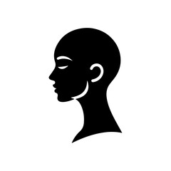 Minimalist Black and White Illustration of Woman Side-profile Silhouette