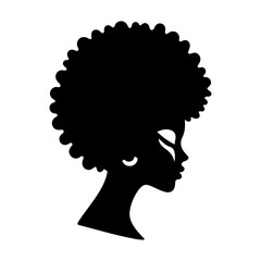 Minimalist Black and White Illustration of Woman Side-profile Silhouette