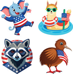 set of Animals brown bear walking, on a white background Grizzly, brown bear, Ursus arctos, running, Alaska

