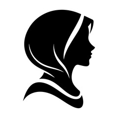 Minimalist Black and White Illustration of Woman Side-profile Silhouette
