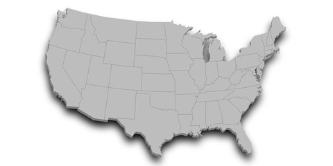 United States map, USA map, 3d Map of America country with color. United States of America, US, United States