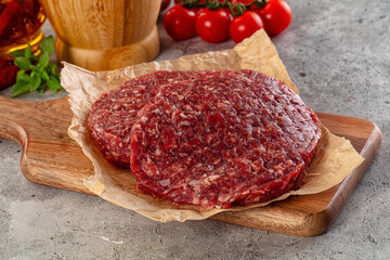 Raw beef burger cutlet for grill