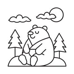 Cozy bear coloring book, cozy bear coloring pages, black  & white, line art, victor illustration, bold & easy coloring pages, coloring book, coloring pages, christmas, halloween, animals, bear art