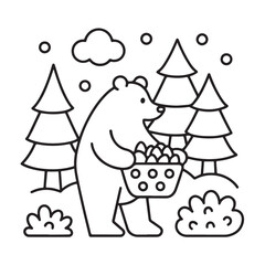 Cozy bear coloring book, cozy bear coloring pages, black  & white, line art, victor illustration, bold & easy coloring pages, coloring book, coloring pages, christmas, halloween, animals, bear art