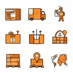 Logistics and Delivery Icon Set
