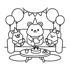 Cozy bear coloring book, cozy bear coloring pages, black  & white, line art, victor illustration, bold & easy coloring pages, coloring book, coloring pages, christmas, halloween, animals, bear art