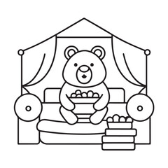 Cozy bear coloring book, cozy bear coloring pages, black  & white, line art, victor illustration, bold & easy coloring pages, coloring book, coloring pages, christmas, halloween, animals, bear art