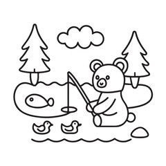 Cozy bear coloring book, cozy bear coloring pages, black  & white, line art, victor illustration, bold & easy coloring pages, coloring book, coloring pages, christmas, halloween, animals, bear art