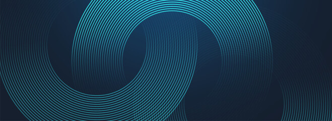 Modern abstract blue background with circle lines. Geometric stripe line art design for poster, brochure, cover, website, header, web banner, presentation