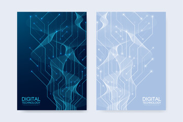 Abstract digital technology cover template design for a report and brochure, flyer, leaflets, poster, header, banner, website, presentation. Vector illustration