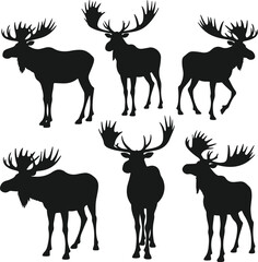 Moose silhouettes a collection of high resolution wildlife illustrations