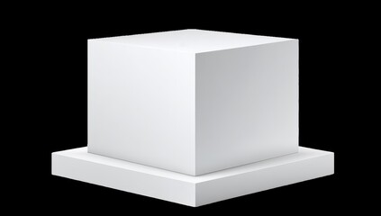 White cube pedestal on a smaller base