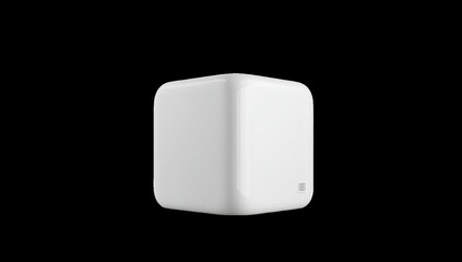White cube-shaped object, simple design, smooth surfaces