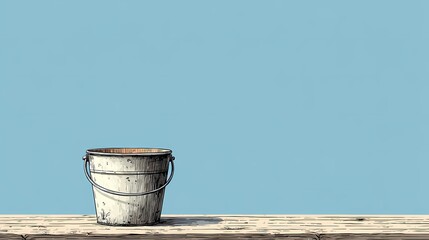 Naklejka premium Functional empty bucket standing alone, providing a versatile image for minimalist design projects or product illustration.