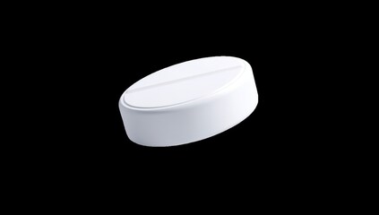 Oval white pill on black background