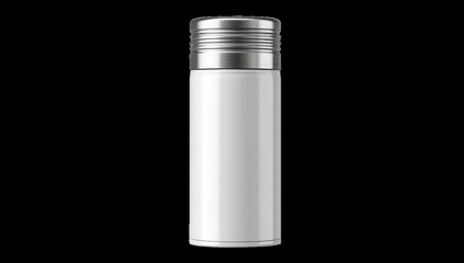 White vacuum insulated travel mug with silver accents