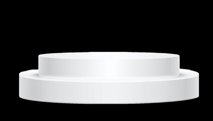 Two-tiered, white, circular podium