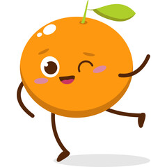 Cute orange character kawai vector for orange mascot. happy face, winking eye,. smile