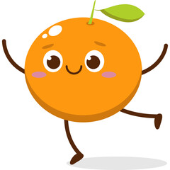Cute orange character kawai vector for orange mascot. happy face, winking eye,. smile