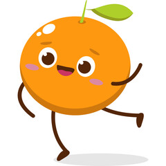 Cute orange character kawai vector for orange mascot. happy face, winking eye,. smile